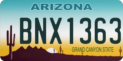 AZ license plate BNX1363
