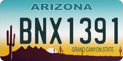 AZ license plate BNX1391