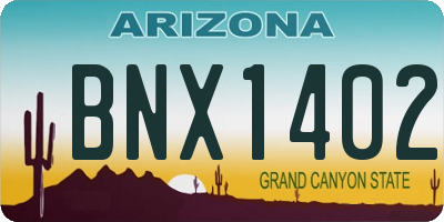 AZ license plate BNX1402