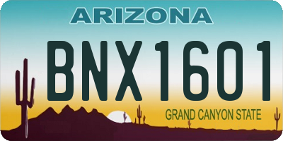 AZ license plate BNX1601