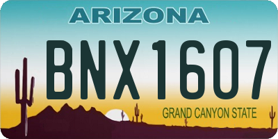 AZ license plate BNX1607