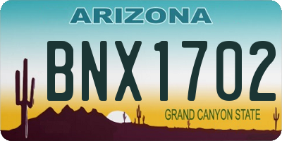 AZ license plate BNX1702