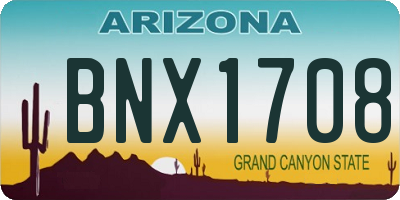 AZ license plate BNX1708