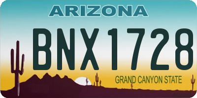 AZ license plate BNX1728