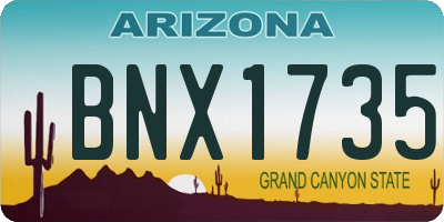 AZ license plate BNX1735