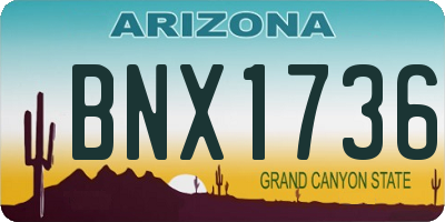 AZ license plate BNX1736