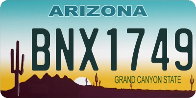 AZ license plate BNX1749
