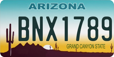 AZ license plate BNX1789