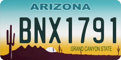 AZ license plate BNX1791