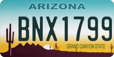AZ license plate BNX1799