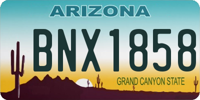 AZ license plate BNX1858