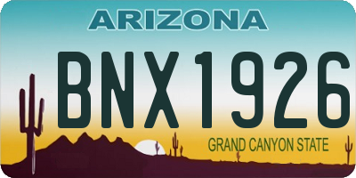 AZ license plate BNX1926