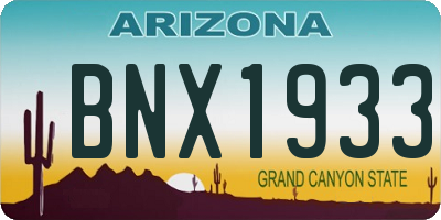 AZ license plate BNX1933