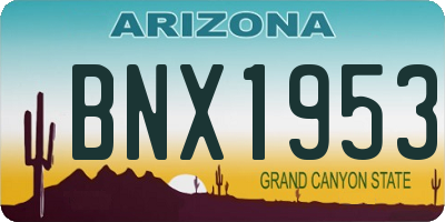 AZ license plate BNX1953