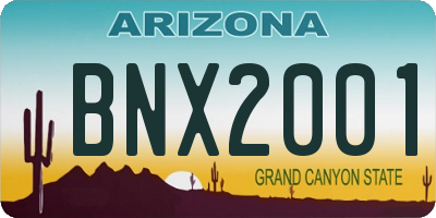 AZ license plate BNX2001