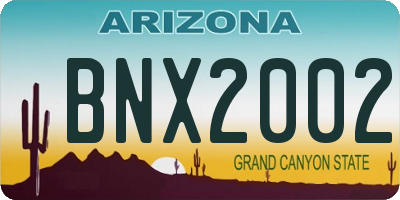 AZ license plate BNX2002