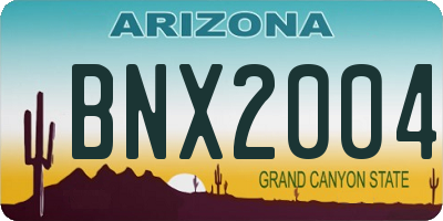 AZ license plate BNX2004