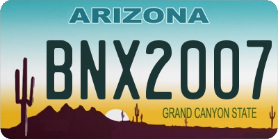 AZ license plate BNX2007