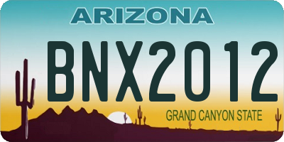 AZ license plate BNX2012