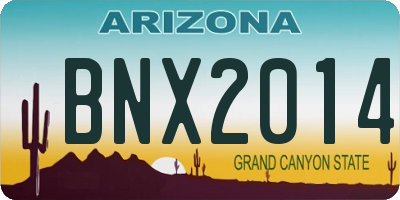 AZ license plate BNX2014