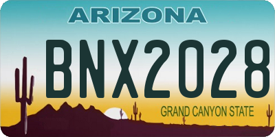 AZ license plate BNX2028