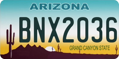 AZ license plate BNX2036