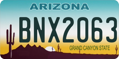 AZ license plate BNX2063