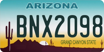 AZ license plate BNX2098