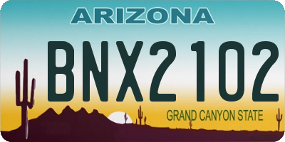 AZ license plate BNX2102