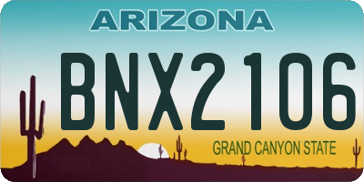AZ license plate BNX2106