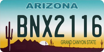 AZ license plate BNX2116