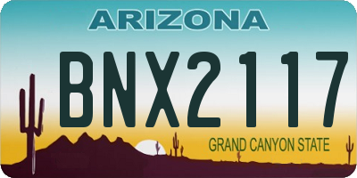 AZ license plate BNX2117