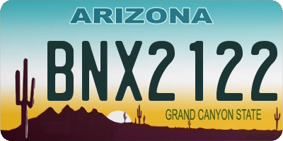 AZ license plate BNX2122