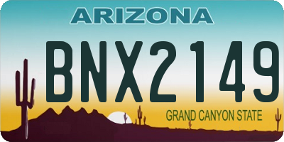 AZ license plate BNX2149