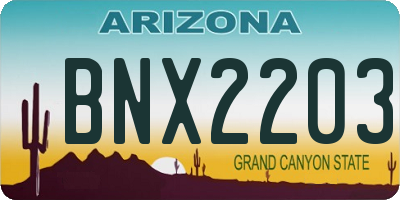 AZ license plate BNX2203