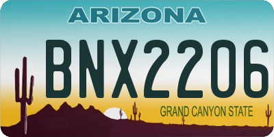 AZ license plate BNX2206