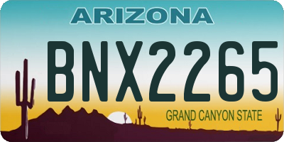 AZ license plate BNX2265