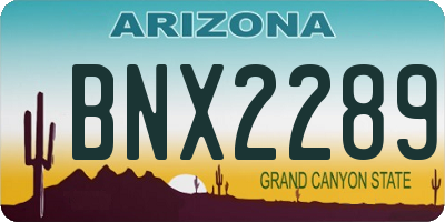 AZ license plate BNX2289