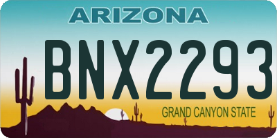 AZ license plate BNX2293