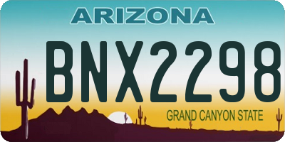 AZ license plate BNX2298