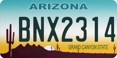 AZ license plate BNX2314