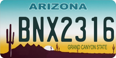 AZ license plate BNX2316