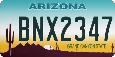 AZ license plate BNX2347