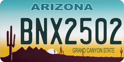 AZ license plate BNX2502