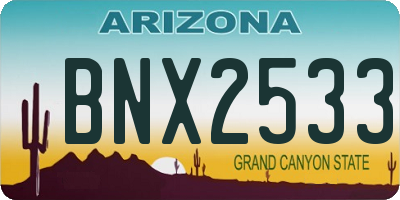 AZ license plate BNX2533