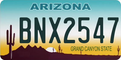 AZ license plate BNX2547