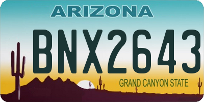 AZ license plate BNX2643