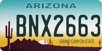 AZ license plate BNX2663