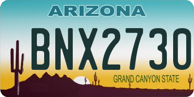 AZ license plate BNX2730