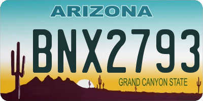AZ license plate BNX2793